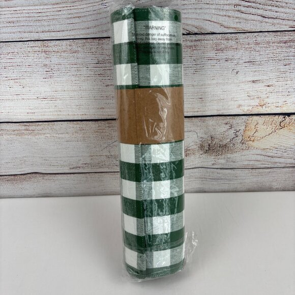 Table Runner Hunter Green & White Check Plaid Cotton 14"x72" - Picture 1 of 5